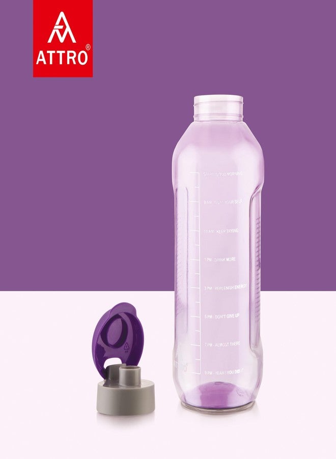 ATTRO Ultra Pro Motivational 1.5-Liter BPA-Free Water Bottle with Leak-Proof Flip-Top Cap, Nylon Strap and Stylish Color for Daily Hydration- Violet - Image 5